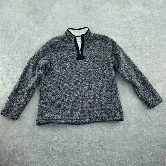 Orvis Mens Gray & White 1/4 Zip Pullover Sweater L/G 4499 - Picture 1 of 8